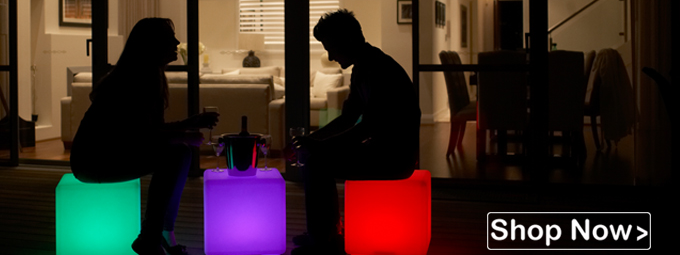 Back in Stock! LED Glow Cubes that illuminate and can be used as seats or tables