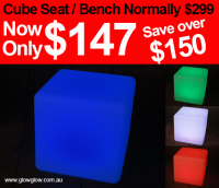 Glow LED Illuminated Cube Save|Glow Illuminated LED Cube Seat Table Saving