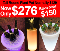 Tall Round Illuminated LED Glow Pillar Plant Pot|Tall Round Illuminated LED Glow Pillar Plant Pot and Drink Cooler