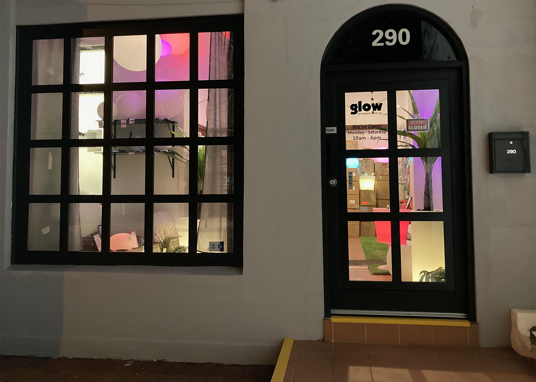Front of Glow Retail store