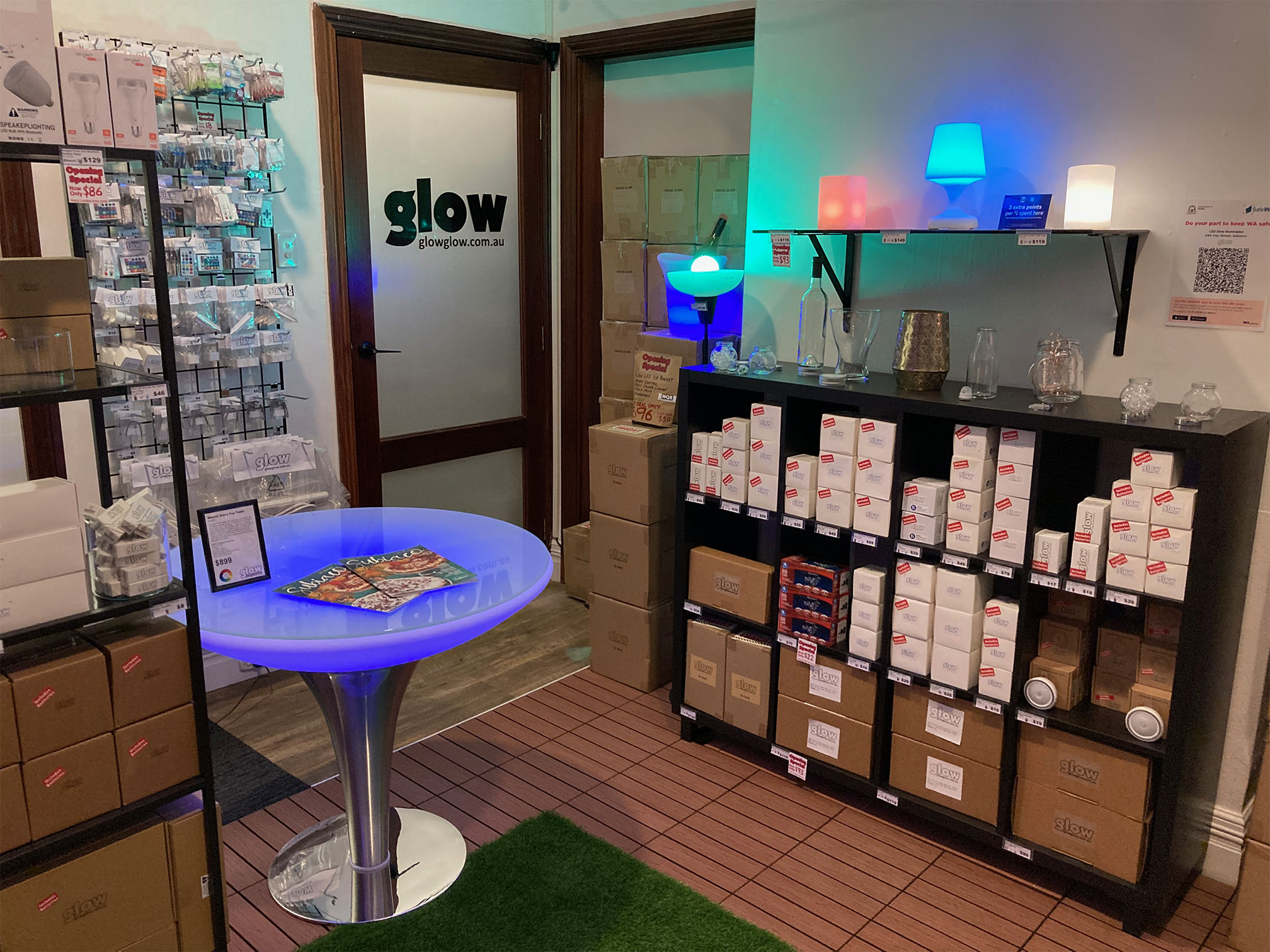 Stock at the Glow Retail Store